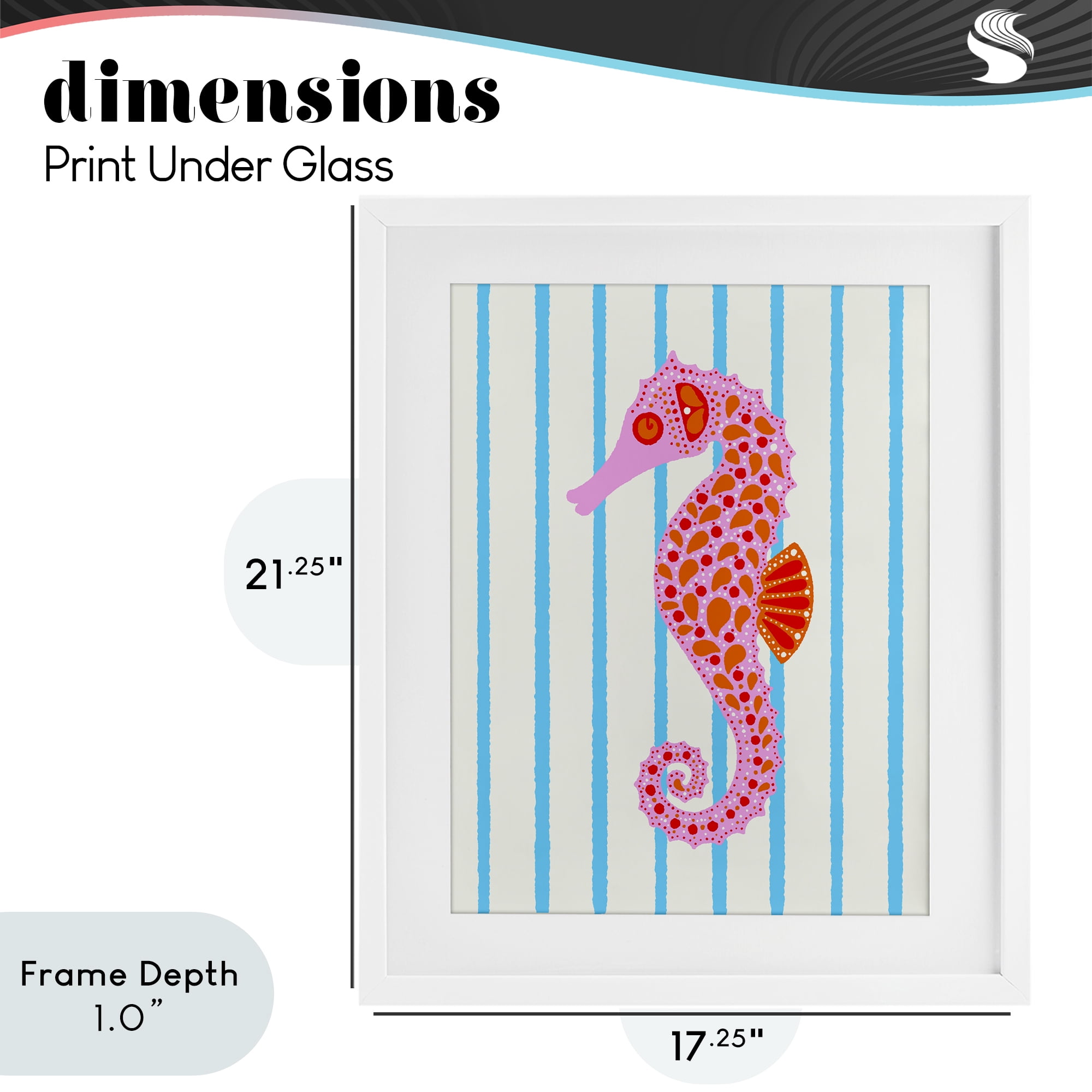 Stupell Industries Boho Seahorse on Stripes White Framed Print Under Glass, design by Indira Prieto | IndySign