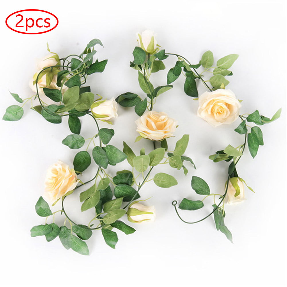 Leaves Wedding Party Silk Flowers Hanging Garland Artificial Rose Ivy Vine