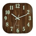 thumbnail image 2 of Reloj de pared moderno de 30 cm, de madera, silencioso, decorativo, con luz nocturna y pilas. MarrónNúmero clásico, 2 of 9