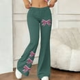 thumbnail image 2 of Inleife Women's Teal Bow Army Creen Flare Pants Fashion Ladies High Elastic Waist Yoga & Casual Wide Leg Trousers, 2 of 6