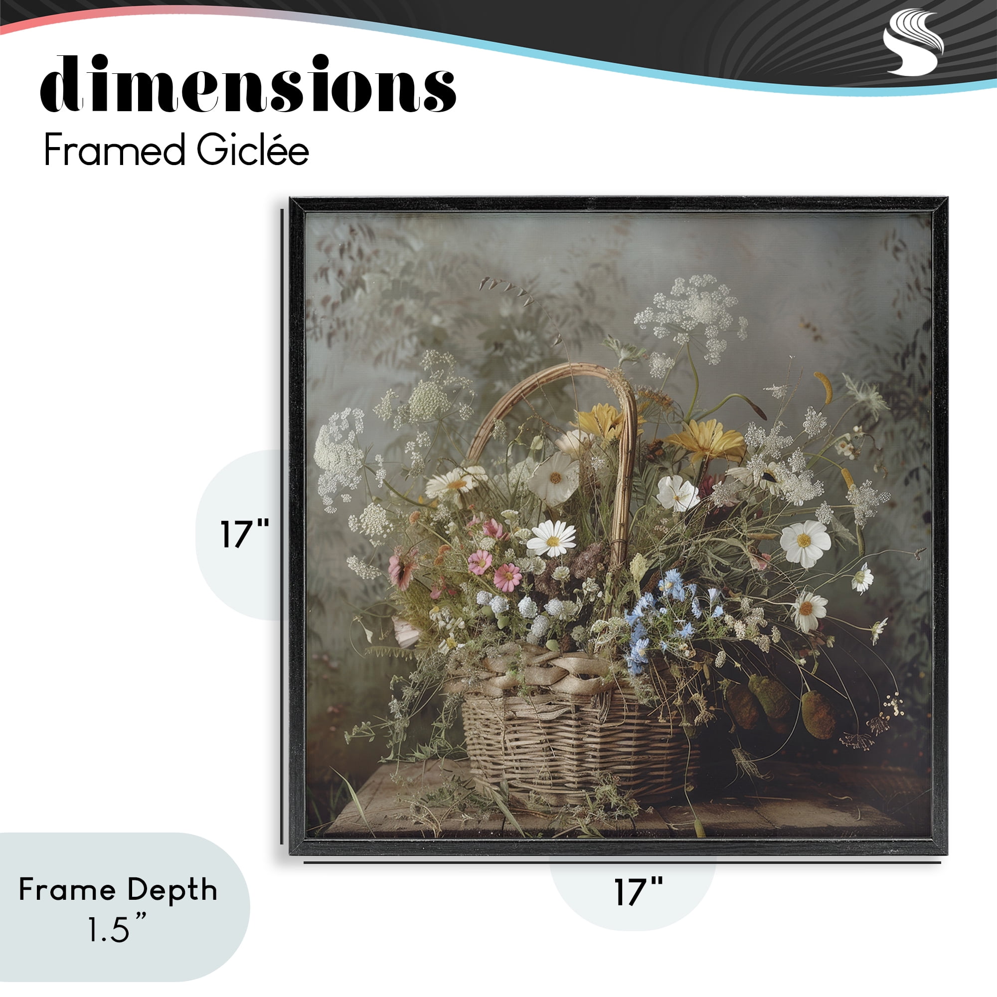 Stupell Industries Rustic Basket with Flowers Black Framed Giclee Art, design by Lazar Studio