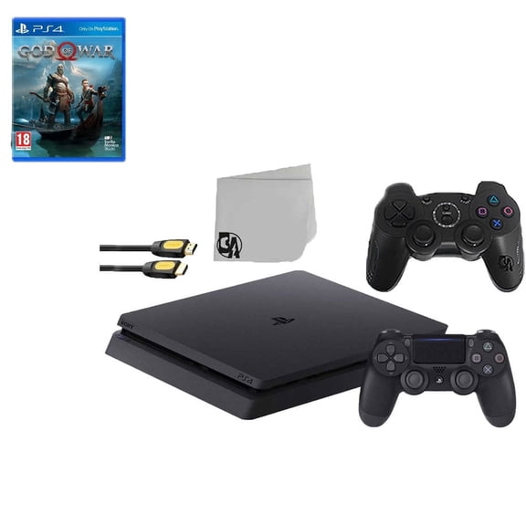 Pre-Owned Sony 2215A PlayStation 4 Slim 500GB Gaming Console Black 2 Controller Included withGod Of War Game BOLT AXTION Bundle