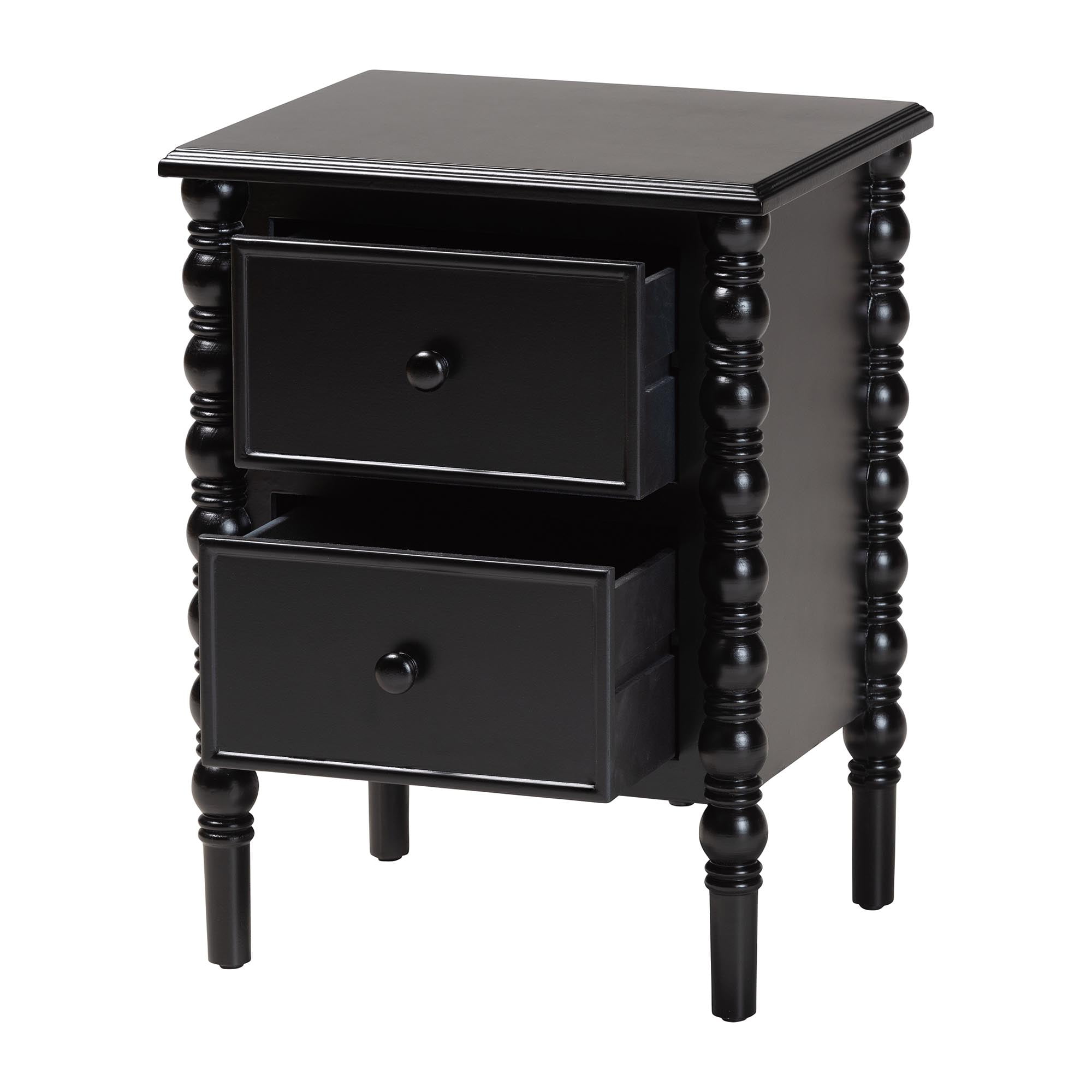 Baxton Studio Malinda Classic End Table, 2-Drawer, Black