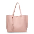 thumbnail image 1 of HEVIRGO Women Casual Solid Color Tassels Handbag Faux Leather Button Tote Shoulder Bag, 1 of 10