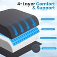 thumbnail image 2 of Wheelchair Seat Cushion - Cooling Gel & Memory Foam Office Chair Cushion with Non-Slip Bottom & Washable Cover, Ergonomic Car Seat Pillow for Sciatica, Tailbone, Back Comfort (Grey), 2 of 8