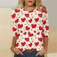 thumbnail image 2 of LSLJS Womens T Shirts Plus Size Crewneck 3/4 Sleeve Shirts Tops Casual Valentine's Day Print Graphic Tee Tops, Gifts for Women, 2 of 6