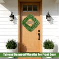 thumbnail image 4 of 18" Boxwood Wreaths for Front Door, Realistic Green Square Boxwood Wreath for Year-Round Decor, Artificial Spring Summer Wreaths for Outdoor Indoor Wedding Farmhouse Wall Porch Decor, 4 of 8