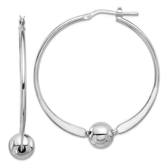 925 Sterling Silver Rhodium Plated Polished Ball Large Round Hoop Earrings 42.2x38mm Wide 1.5mm Thick Ball Earring for W