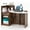 Brown, variant on Topbuy Modern Reception Desk Front Counter Desk with Oval Tabletop Lockable Drawer & Adjustable Shelf White