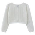 thumbnail image 5 of Kogui Cardigan for Toddler Girl Little Girls Knit Long Sleeve Button Closure Bolero Cardigan Shrug Ruffle Design Size 7-8 (White,7-8 Years), 5 of 5