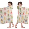 thumbnail image 4 of Beige Princess Dress Pattern Hooded Bath Towel，60"x35" for Ages 3 To 12 Kids, Quick Dry Lightweight Soft Microfiber Hood Beach Towel Cover Up for Kids, 4 of 7
