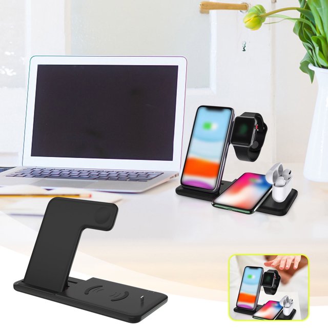 Soportes de carga para coche, cargador inalámbrico multifuncional de 15 W, cargador rápido, plegable, para teléfono móvil, auriculares, reloj, soporte universal de carga inalámbrica.