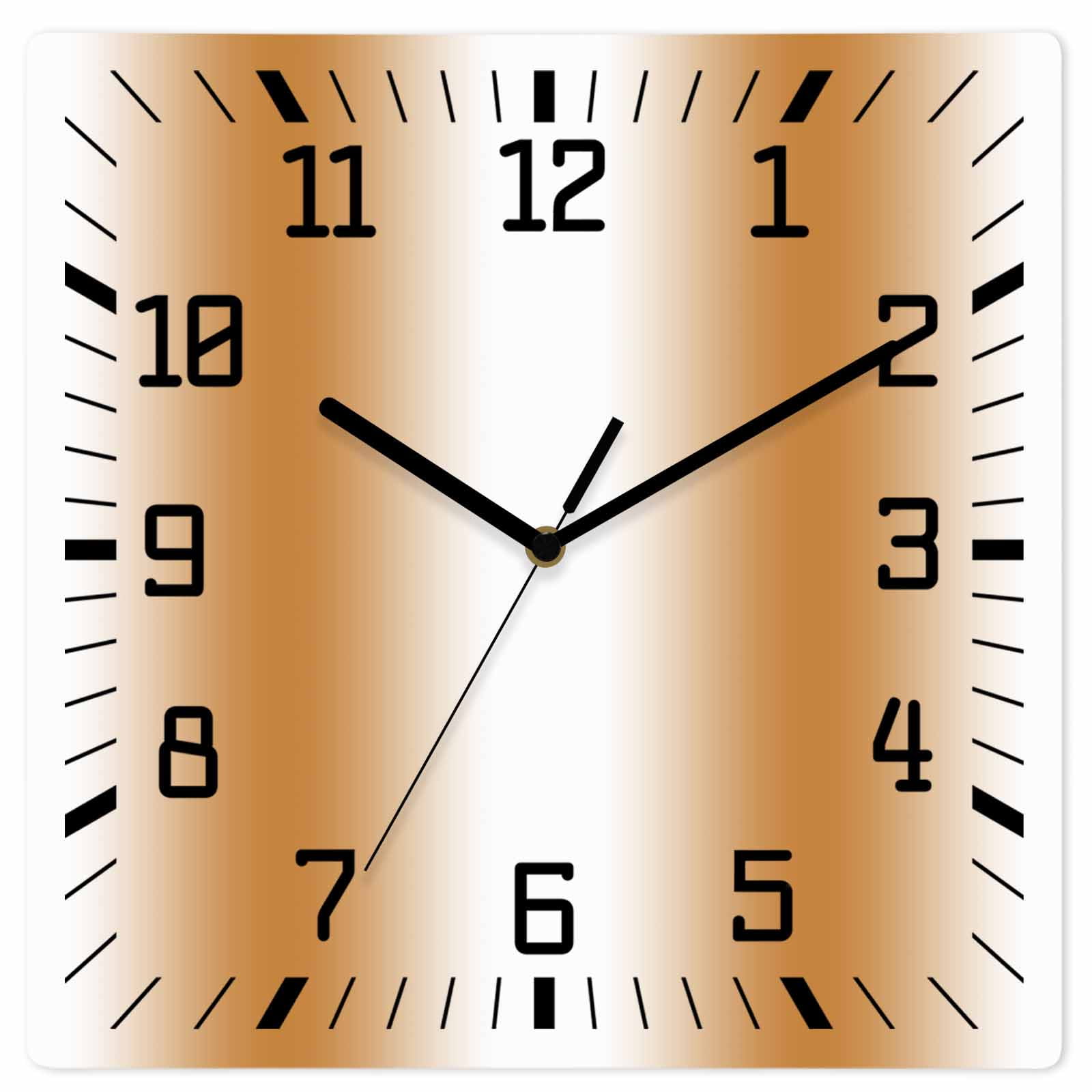 Burnt Orange White Ombre Wooden Wall Clock Silent Non Ticking Modern Abstract Art Farmhouse Gradient Square Wall Clocks Battery Operated Decor Clock for Home Office Living Room Kitchen 12 Inch