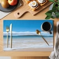thumbnail image 2 of Beach Placemats Set of 12 Summer Ocean Blue Sky Sand Waves Modern Style Place Mats Indoor Wipeable Table Mats Washable Cloth Dining Table Placemats for Kitchen Holiday Party Home Decor 13x19 Inch, 2 of 9