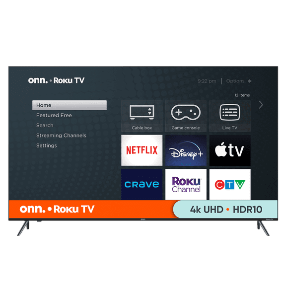 onn. 75" 4K UHD HDR Frameless Roku Smart TV (100044717-CA)