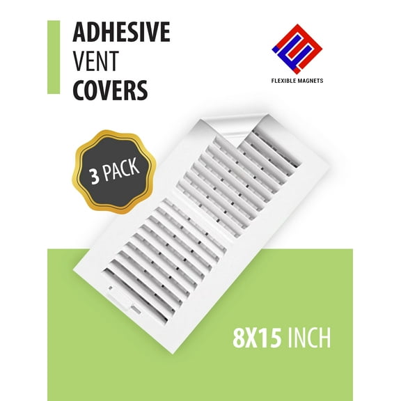 Adhesive Vent Cover. Looks Like A Register Vent! Perfect for HVAC in RV or Home - 8" x 15" (3 Pack)