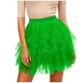 thumbnail image 5 of Felirenzacia Tulle Skirts for Women Mini Fairy Skirt Tutu A-Line Mesh Layered High Elastic Waist Skirts, Green,XL, 5 of 5
