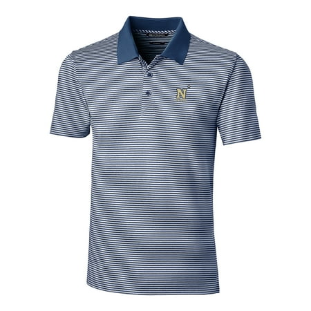 Forged Stripe - Navy Midshipmen Cutter & Buck Forge Tonal Stripe Tailored Fit Polo Shirt - Navy