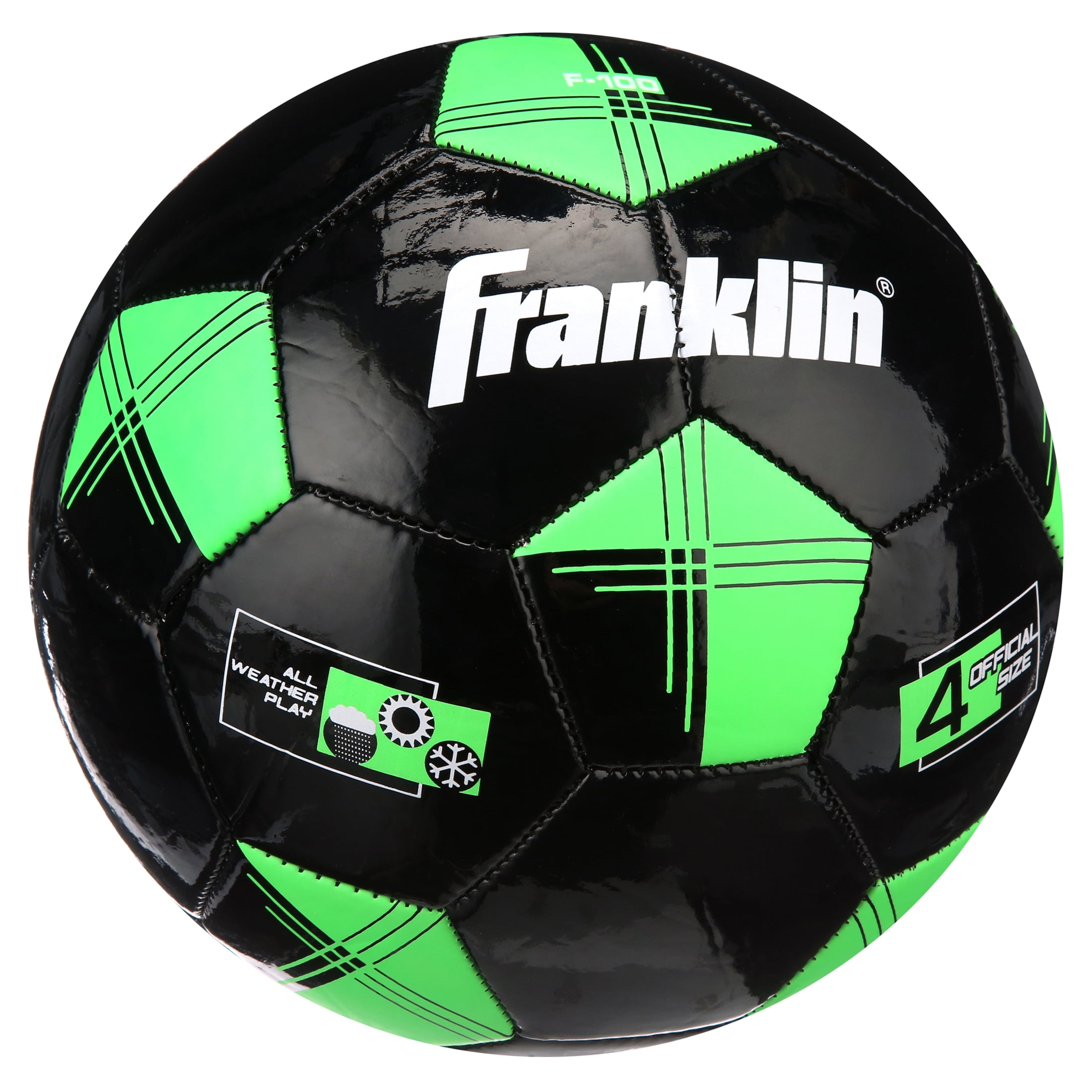 Franklin Sports Youth Soccer Balls - F-100 Size 4 - 12 pack - Black/Green
