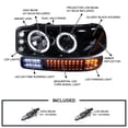 thumbnail image 3 of Spec-D Tuning Glossy Black Smoke Projector Headlights + Sequential LED Bumper Lights Compatible with 1999-2006 GMC Sierra 1500/2500/3500, Left + Right Pair Headlamps Assembly, 3 of 7