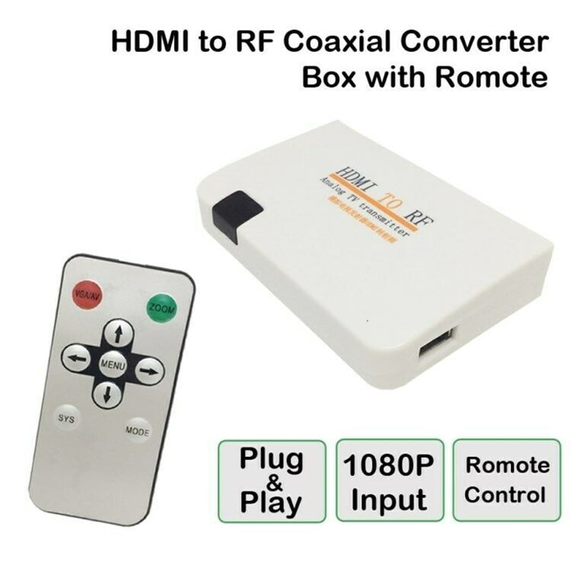 E-SDS HDMI to RF Coaxial Converter Box with Remote Control,HDMI to Coaxial Analog Signal Support Zoom Function