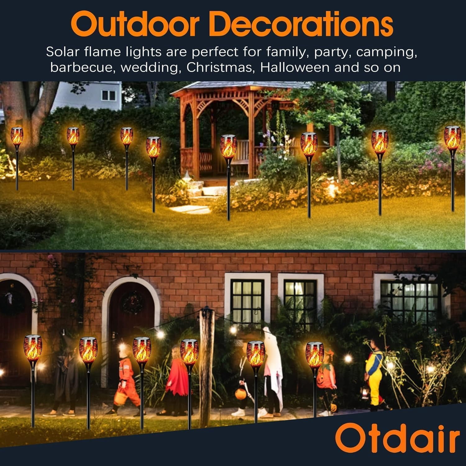 Otdair 96 LED Solar Lights Outdoor Upgraded 6 Pack, 43" Tall & Super Larger Size, Waterproof  Torches for Outside, 2200mAh Solar Solar Torch Light with Flickering Flame for Path Yard Garden