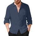 thumbnail image 1 of Camisas de Manga Larga con Botón de Solapa para Hombre de Ajuste Suelto Top de Moda de Bolsillo de Cardigan para el Verano, 1 of 9