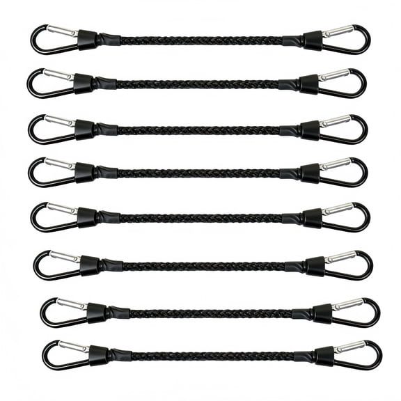 12in Bungee Cords with Hooks Heavy Duty, Outdoor Carabiner Black Bungee Cord, Elastic Bungee Straps for Securing Tarps, Luggage, Tents