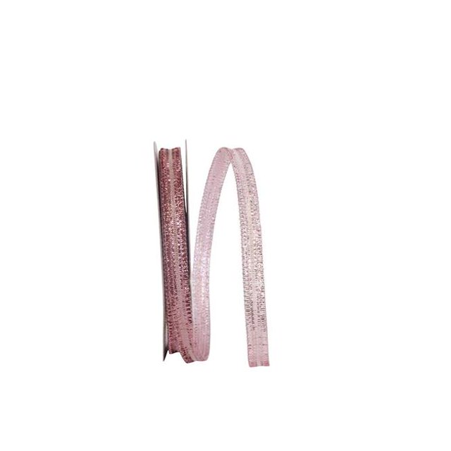Reliant Ribbon 25766W-117-02J 0.5 in. 25 Yards Dainty Metallic Corsage Wired Edge Ribbon, Light Pink