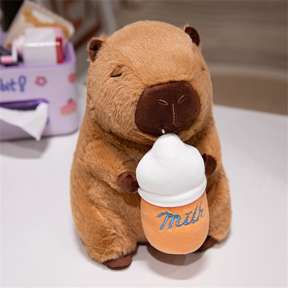 9.84in Cuddly Capybara Plush with Baby Bottle – Ultra-Soft Stuffed Animal, Machine Washable Gift for Kids