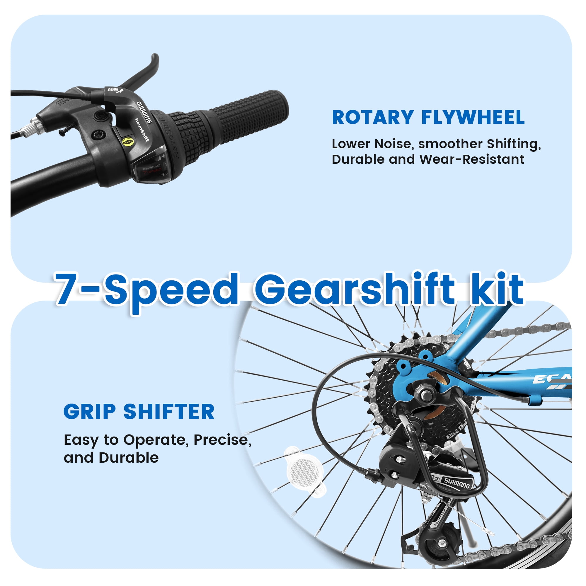 20" Mountain Bike with Shimano 7-Speed Gears, Front Suspension,Blue