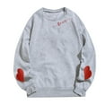 thumbnail image 4 of Sweatshirt for Women Love Heart Graphic Print Long Sleeve Pullover Tops Casual Crew Neck Valentine's Day Sweatshirts Light Gray M, 4 of 4
