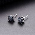 thumbnail image 4 of Conjunto de pendientes de oreja para hombres y mujeres con incrustaciones de diamantes de imitación redondos con aguja de plata 925 (negro), 4 of 5
