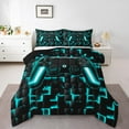 thumbnail image 2 of Bedding Sets Room Decor, Blue Gamepad Pattern, King, Black Reversible, 2 of 7