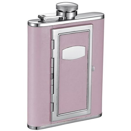 Flask Cigarette Holder - Visol Products Fiore Leatherette Hip Flask with Built-In Cigarette Case