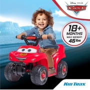 Kid Trax Toddler Disney Cars Quad Ride On Toy, Kids 1.5-3 Years Old, 6 Volt Battery and Charger Included, Max Weight 44 lbs, Lightning McQueen Red