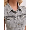 thumbnail image 5 of DARING DIVA Women's Sleeveless Collared Button Down Short Jean Dress M Gray, 5 of 7