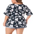 thumbnail image 3 of CHUANK Women‘s Plus Size Summer Floral Ruffle Sleeve Babydoll Blouses, 3 of 5
