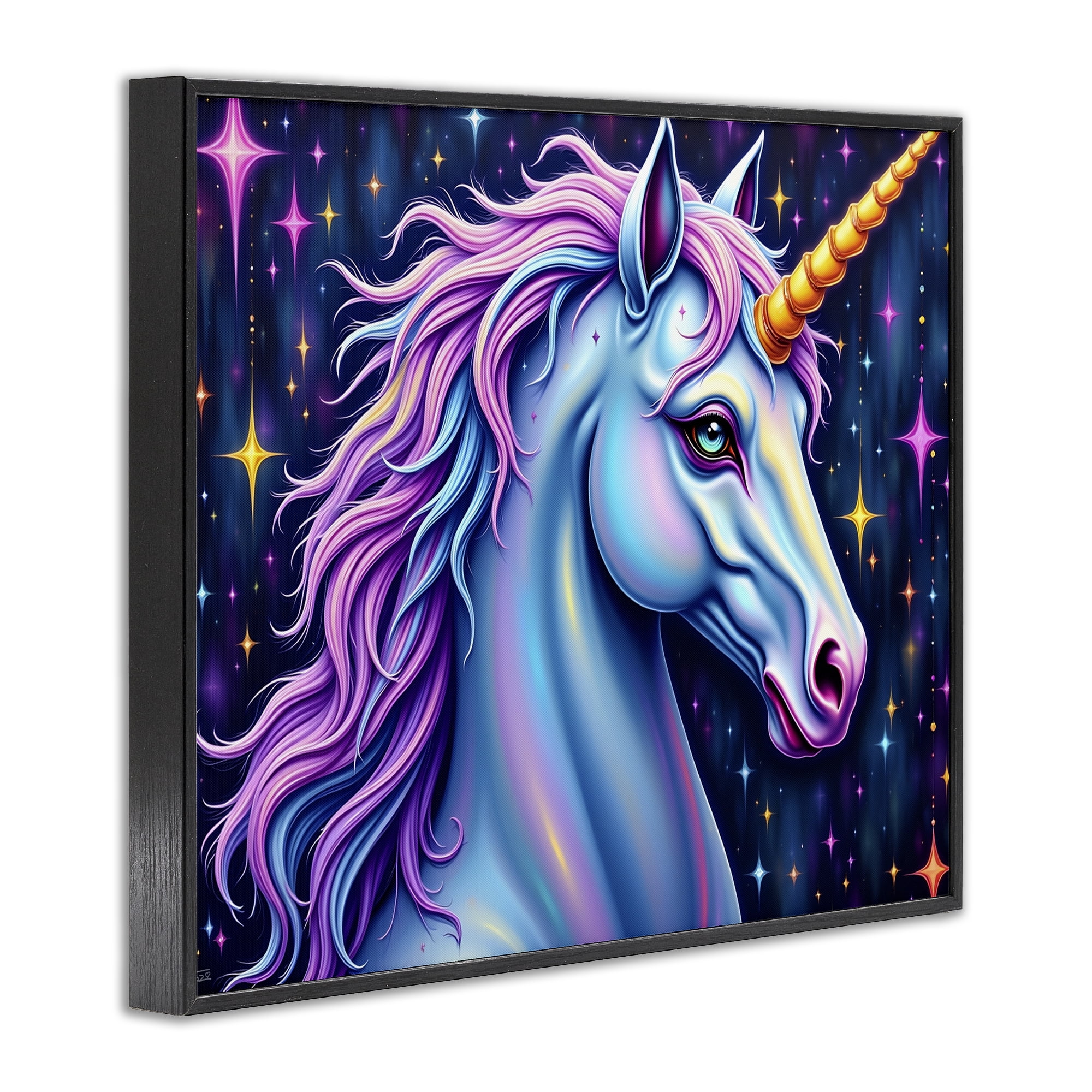 Stupell Industries Star Dancer Unicorn Black Framed Giclee Art, design by Tabz Jones