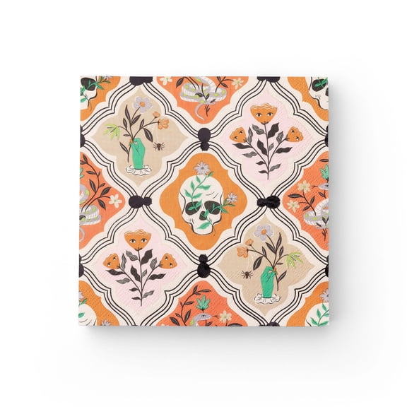 Bonjour Fête Floral Skulls Large Paper Napkins, Disposable Party Supplies, 20 Count, Lunch Size, Halloween