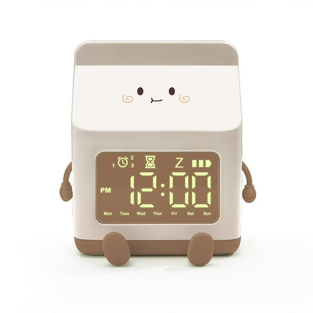 Reloj despertador Digital ANGGREK Para niños Con Caja de Leche de Dibujos Animados