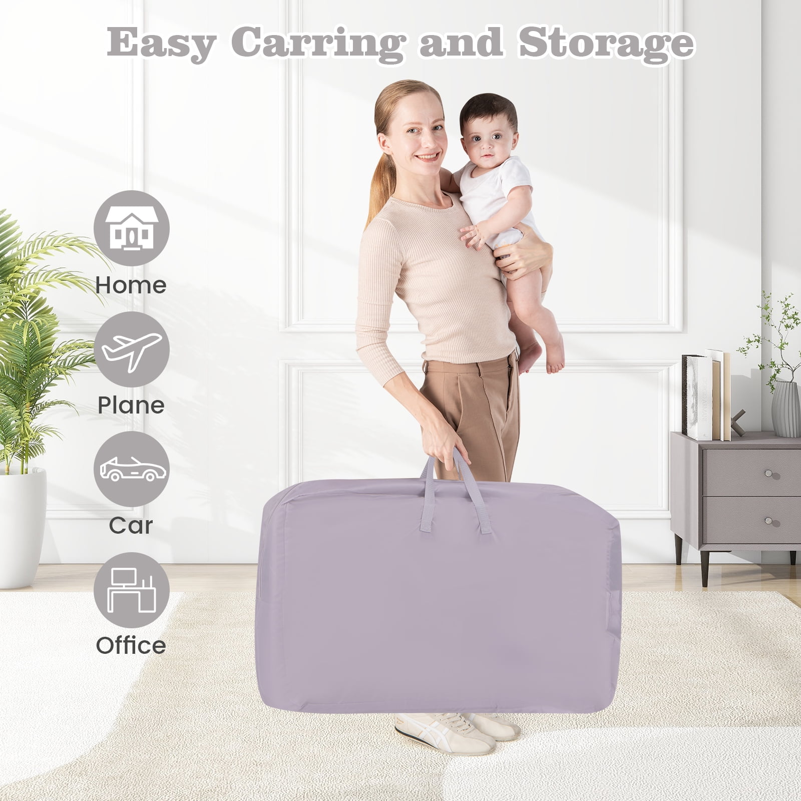OLAKIDS 3-in-1 Baby Bassinet, Bedside Sleeper with Comfy Mattress, Wheels, 6-Height Adjustable, Storage Basket, Travel Bag, Portable Mesh Crib, Gray