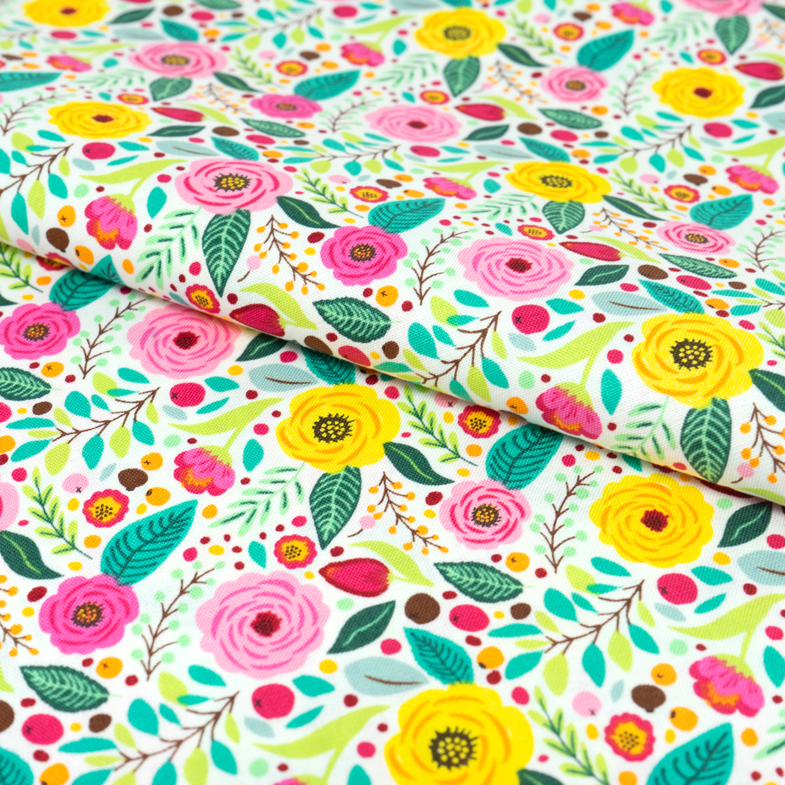 Singer Fabrics, 100% Cotton Print, Craft Quilting, 44 Inch, Modern Floral White, 8 Yard Precut