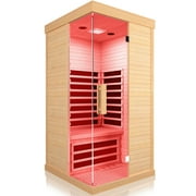 OUTEXER Luxury Far Infrared Sauna Room 1 Person, Home Sauna with 7 Heating Panels and 7-Color Chromotherapy for Indoor Outdoor