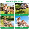 thumbnail image 4 of JelyHT 4‑Position Reclining Folding Camping Chair Portable Heavy‑Duty Chair with Detachable Footrest Headrest Cup Holder & Side Pocket for Camping Beach Patio Khaki, 4 of 9