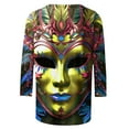 thumbnail image 4 of DDAPJ pyju Mask Graphic Tees for Women Mardi Gras 3/4 Sleeve Shirts Novelty 3D Printed Party Blouses Tuesday Carnival Themed T-shirt Loose Fit Round Neck Tee Tops Multicolor L, 4 of 5