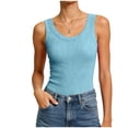 thumbnail image 5 of vigerkar Womens Sleeveless Crewneck Ribbed Tank Tops Casual Basic Summer Top Slim Fitted Racerback Shirts (Mint Green, L), 5 of 7