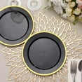 thumbnail image 6 of Efavormart 10 Pack | 7" Regal Black And Gold Round Plastic Dessert Plates, Disposable Appetizer Salad Plates, 6 of 11