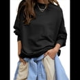 thumbnail image 1 of Sudadera con Capucha de Cuello Redondo y Forro Extragrande para Mujer, Lindas Camisetas de Larga, Ropa Preppy para Adolescentes (2025) Negro M, 1 of 8