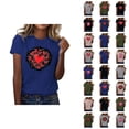 thumbnail image 1 of T-shirt Femme Saint-Valentin 2026 Manches Courtes Col Rond Graphique Cœur d'Amour, 1 of 4